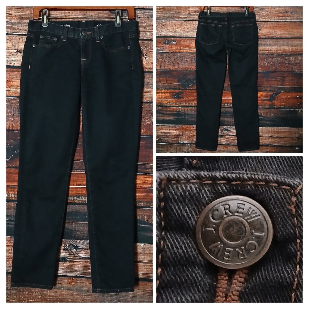 J Crew Vintage Jeans Size 28 Toothpick Ankle Low Rise Black Denim Made in USA